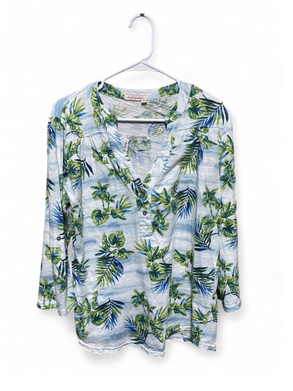 Fresh Produce VTG Shirt Tropical Womens Hawaiian Print Top Beach 100% Cotton, XL